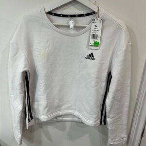 Adidas White Crew cropped Sweatshirt size small
